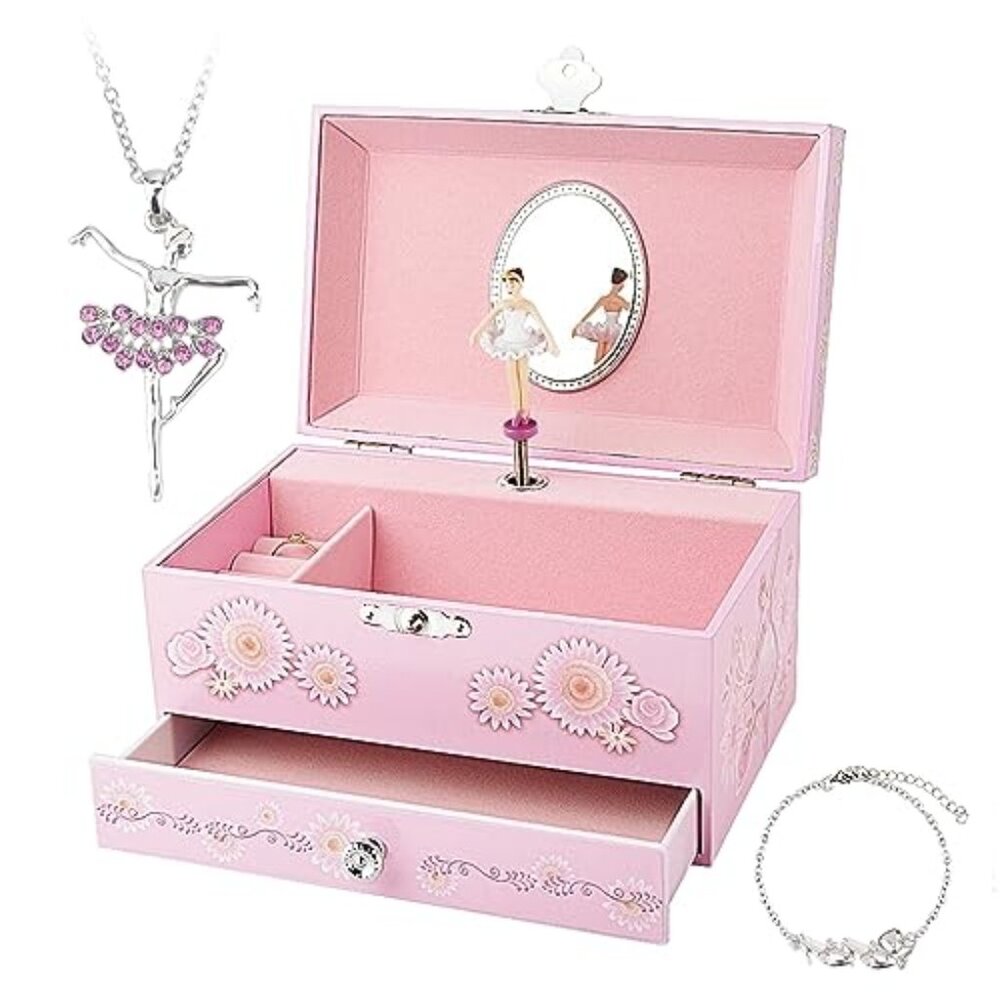 Kids Musical Jewelry Box for Girls with Drawer and‎ Jewelry Set